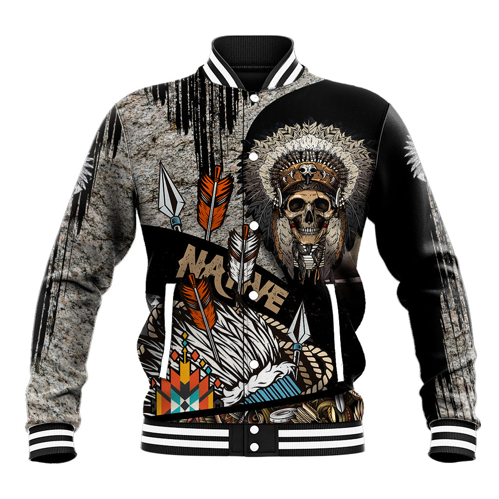 Native American Feather Headdress Abstract Grunge Pattern Baseball Jacket - Wonder Print Shop