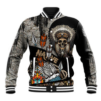 Native American Feather Headdress Abstract Grunge Pattern Baseball Jacket - Wonder Print Shop