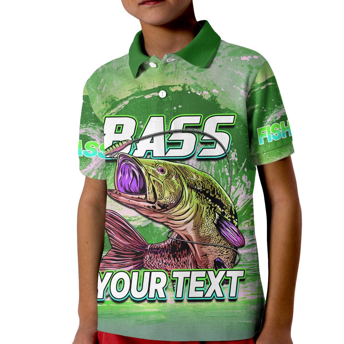 Custom Bass Fishing is Life Hook Sport Largemouth Green Polo Shirt for Kid - Wonder Print Shop