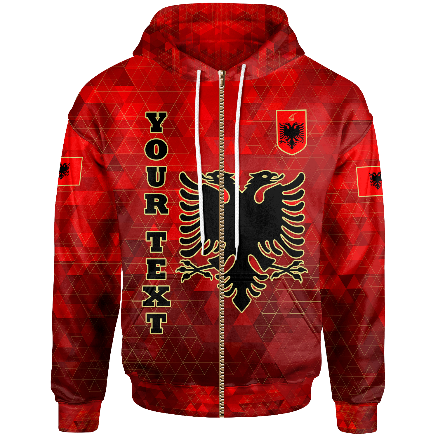 albania-zip-up-personalised-hoodie-albania-flag-polygon-style