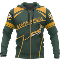 African Hoodie South Africa Springbok Zipper Hoodie Scorpio Style - Wonder Print Shop