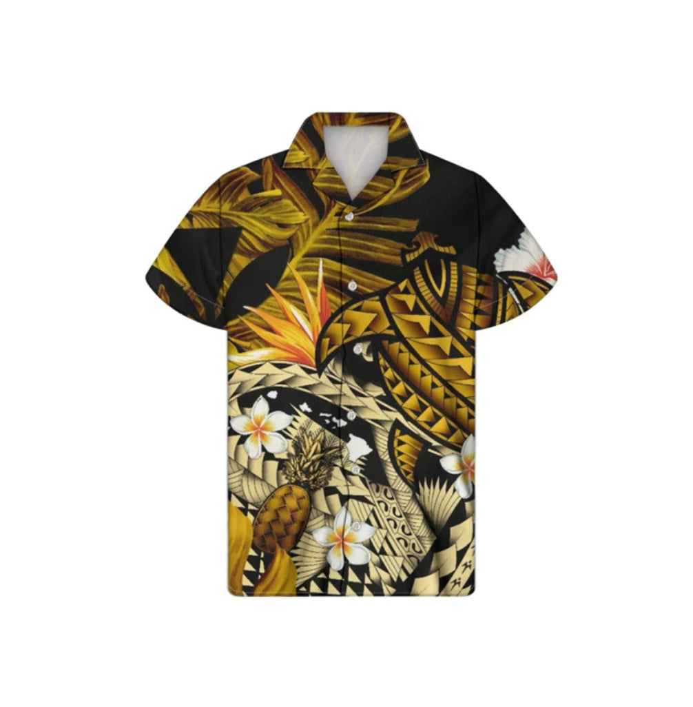Polynesian Hawaiian With Turrtle Matching Hawaiian Shirt And Dress No.2 LT6 - Wonder Print Shop
