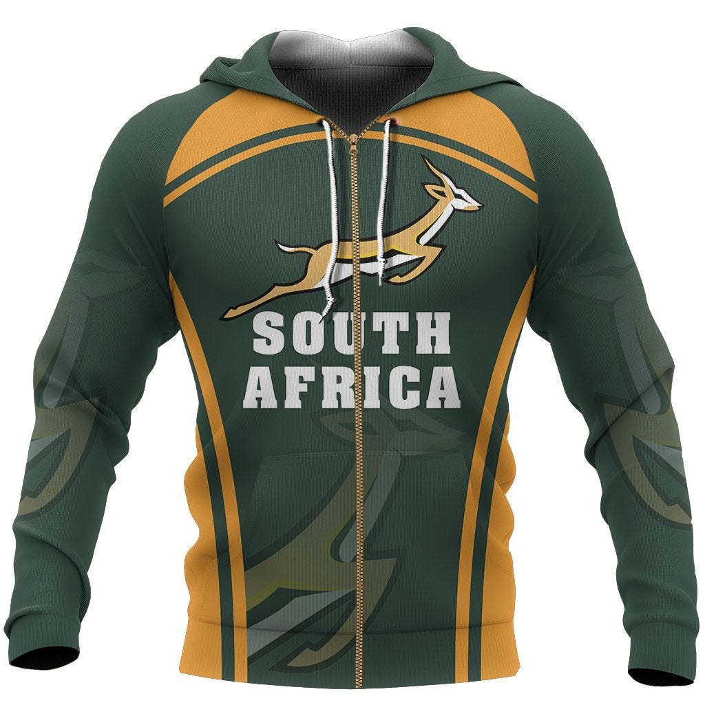 African Hoodie South Africa Springbok Zipper Hoodie Sport Style - Wonder Print Shop