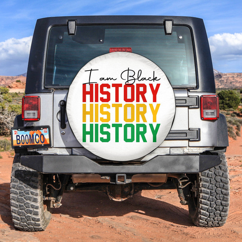African Tire Covers - Black History Month Spare Tire Cover I Am Black History - White NO.10 LT8 - Wonder Print Shop