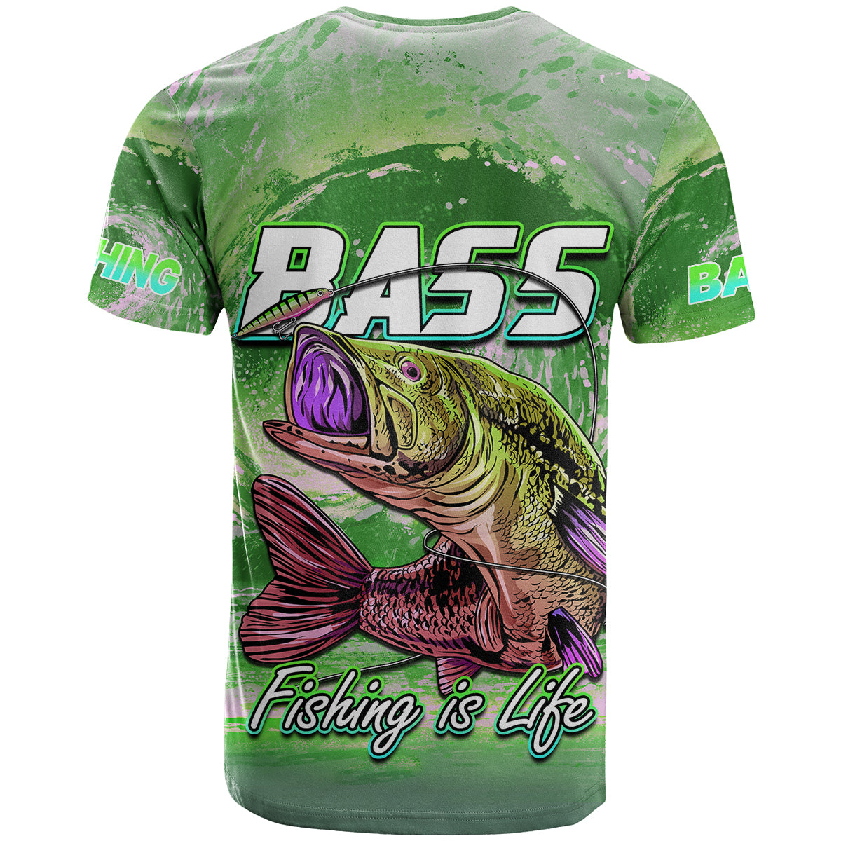Custom Bass Fishing is Life Hook Sport Largemouth Green T Shirt - Wonder Print Shop