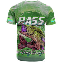 Custom Bass Fishing is Life Hook Sport Largemouth Green T Shirt - Wonder Print Shop