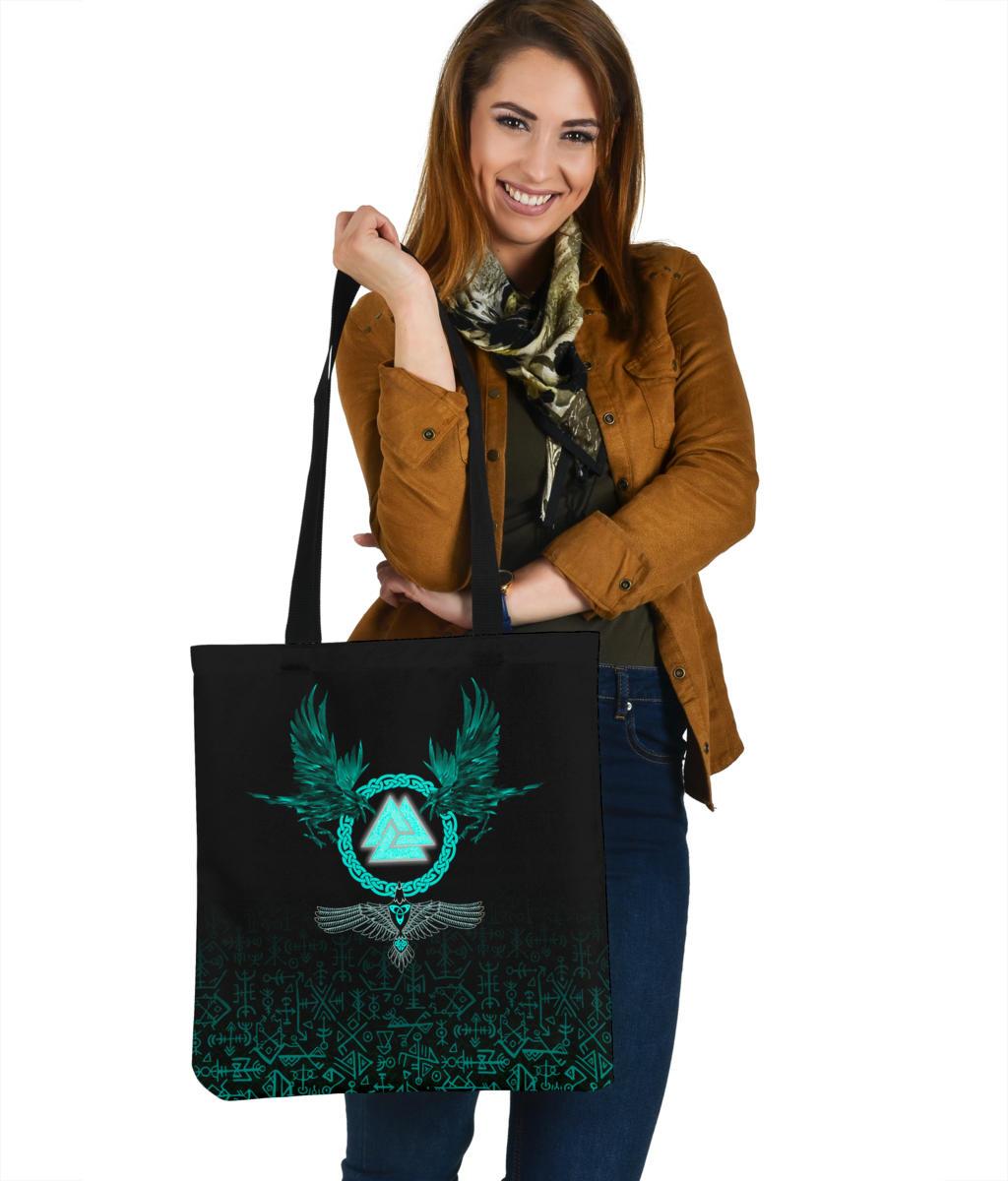viking-tote-bag-three-raven-and-valknut-cyan
