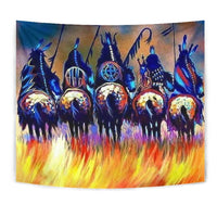 5 Warriors Riding Horse Native American Design Wall Hanging Tapestry LT10 - Wonder Print Shop