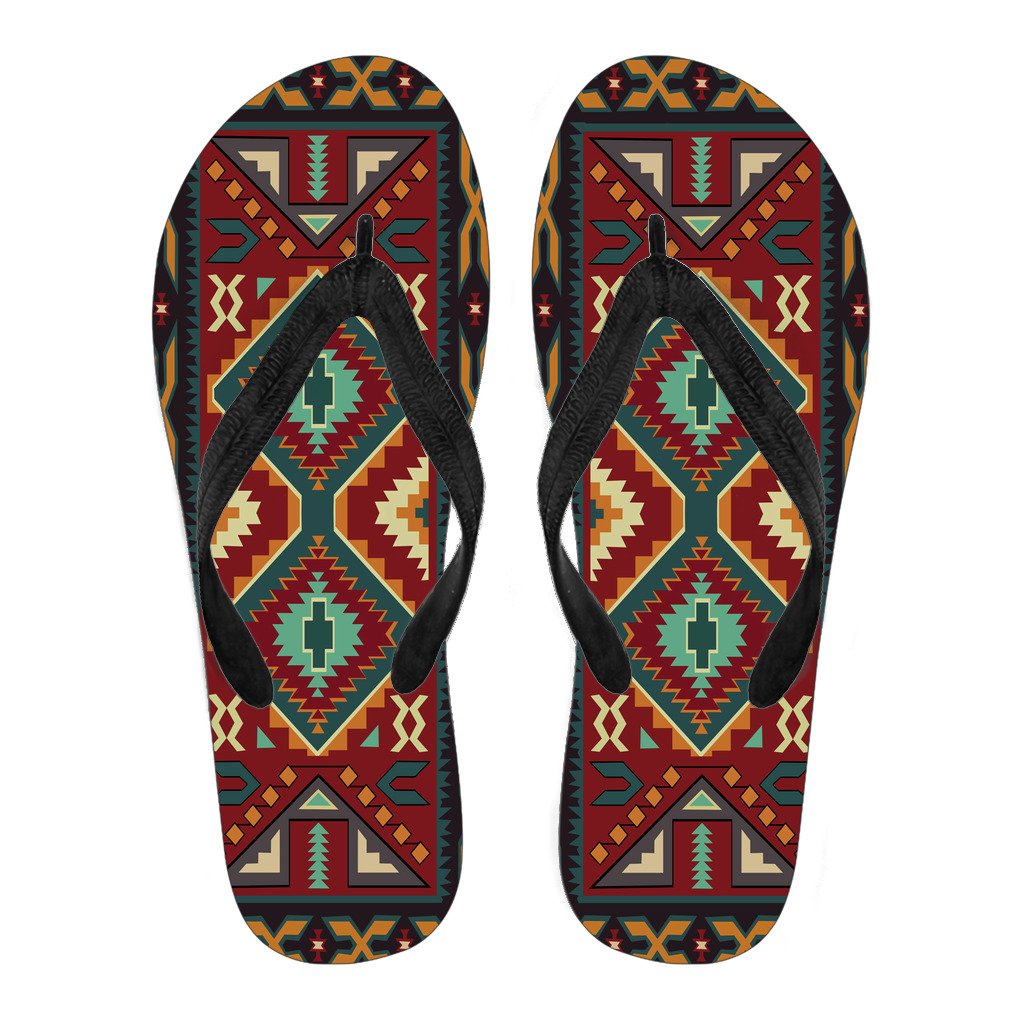 native-red-yellow-pattern-native-american-flip-flops