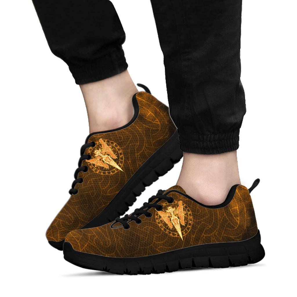 Viking Sneakers Gold Spear Of The God Odin - Gungnir and Two Gold Ravens RLT12 - Wonder Print Shop