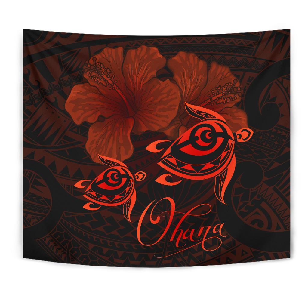 hawaii-turtle-ohana-hibiscus-poly-tapestry-orange