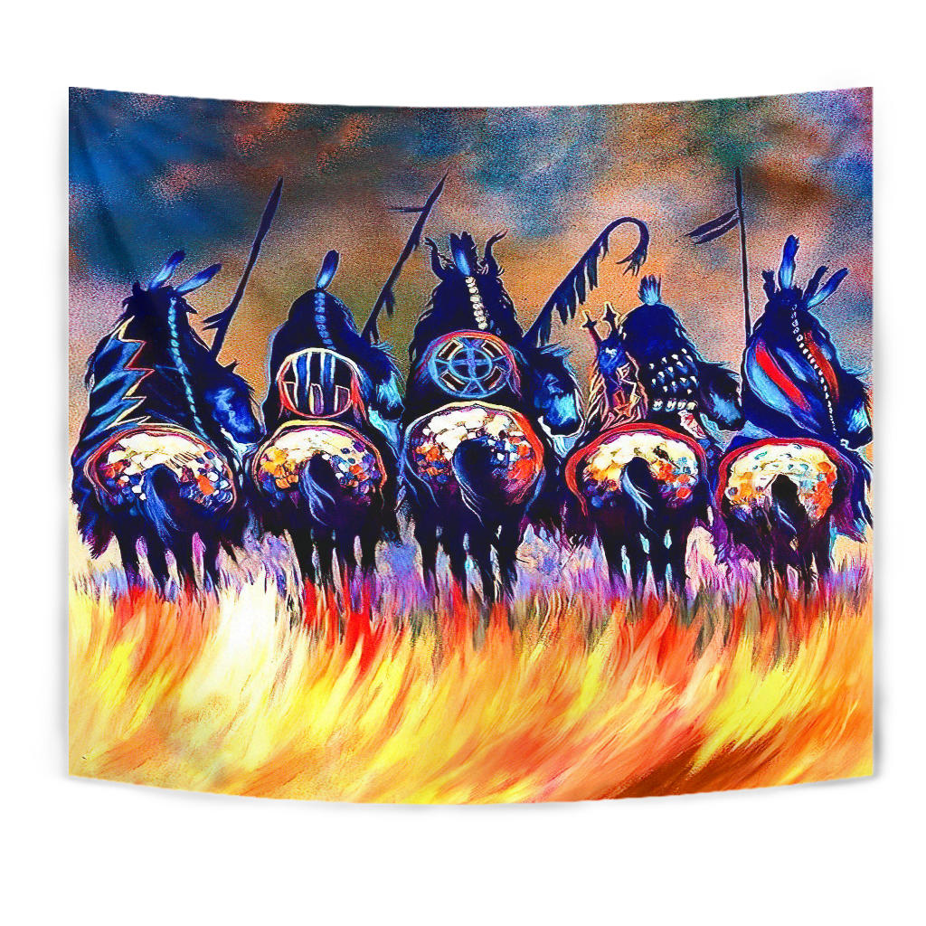 5 Warriors Native American Tapestry LT10 - Wonder Print Shop