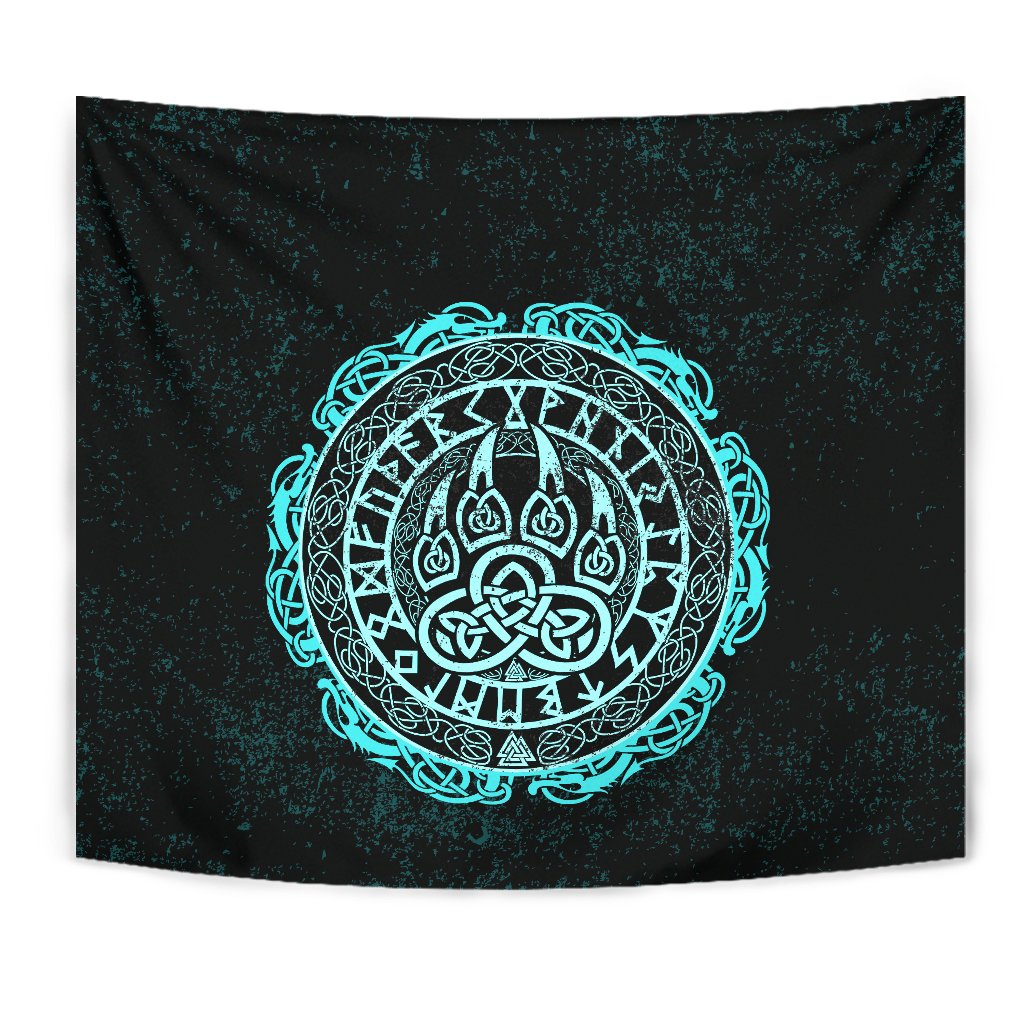Viking Tapestry - Viking Bear Claws Cyan Tattoo RLT12 - Wonder Print Shop