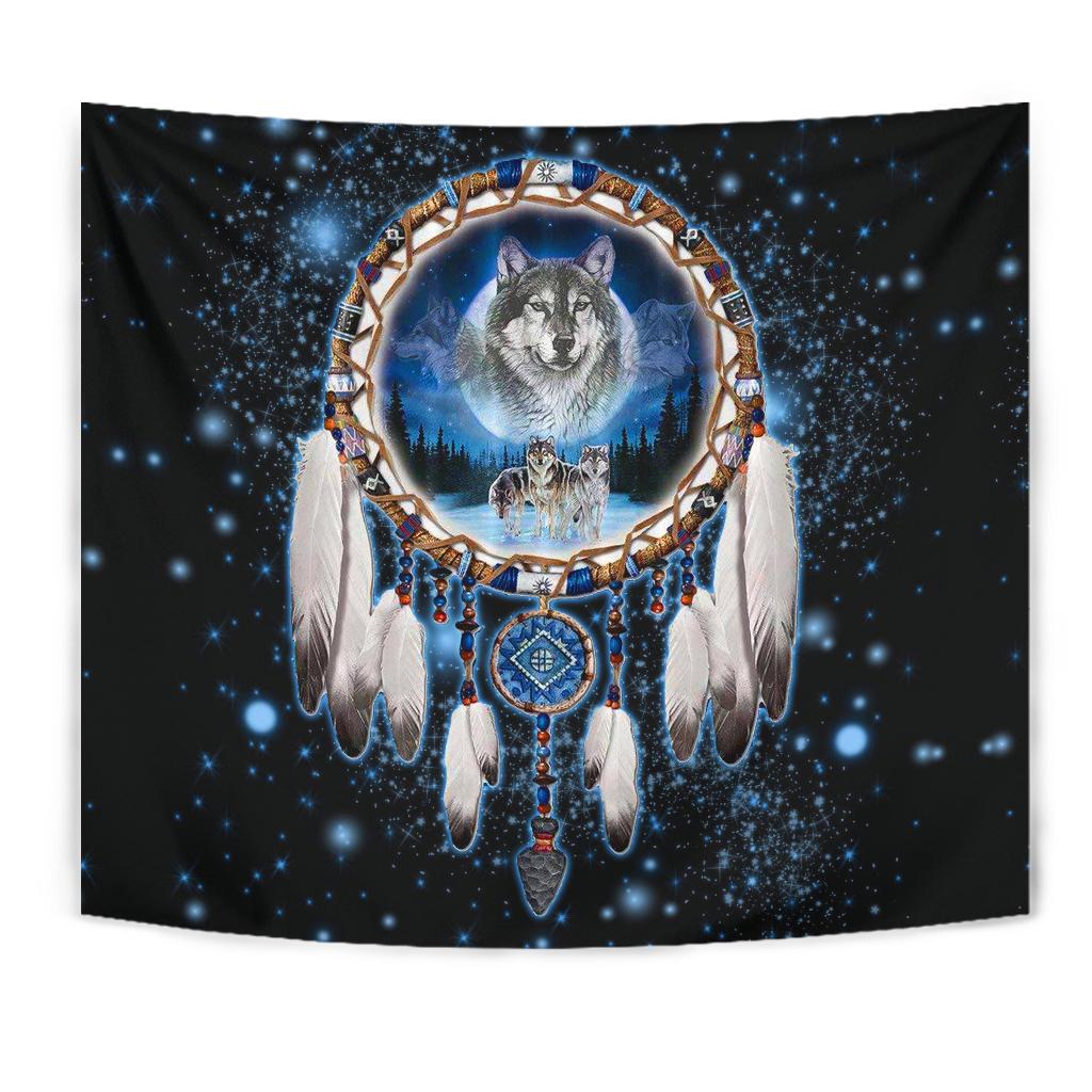Wolf Galaxy Dreamcatcher Native American Design 3D Tapestry LT10 - Wonder Print Shop