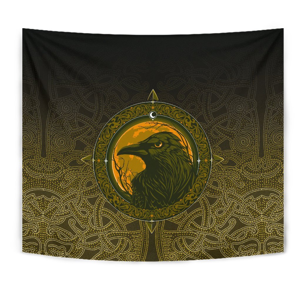 Viking Tapestry, Ethnic Odin Raven Gold RLT12 - Wonder Print Shop
