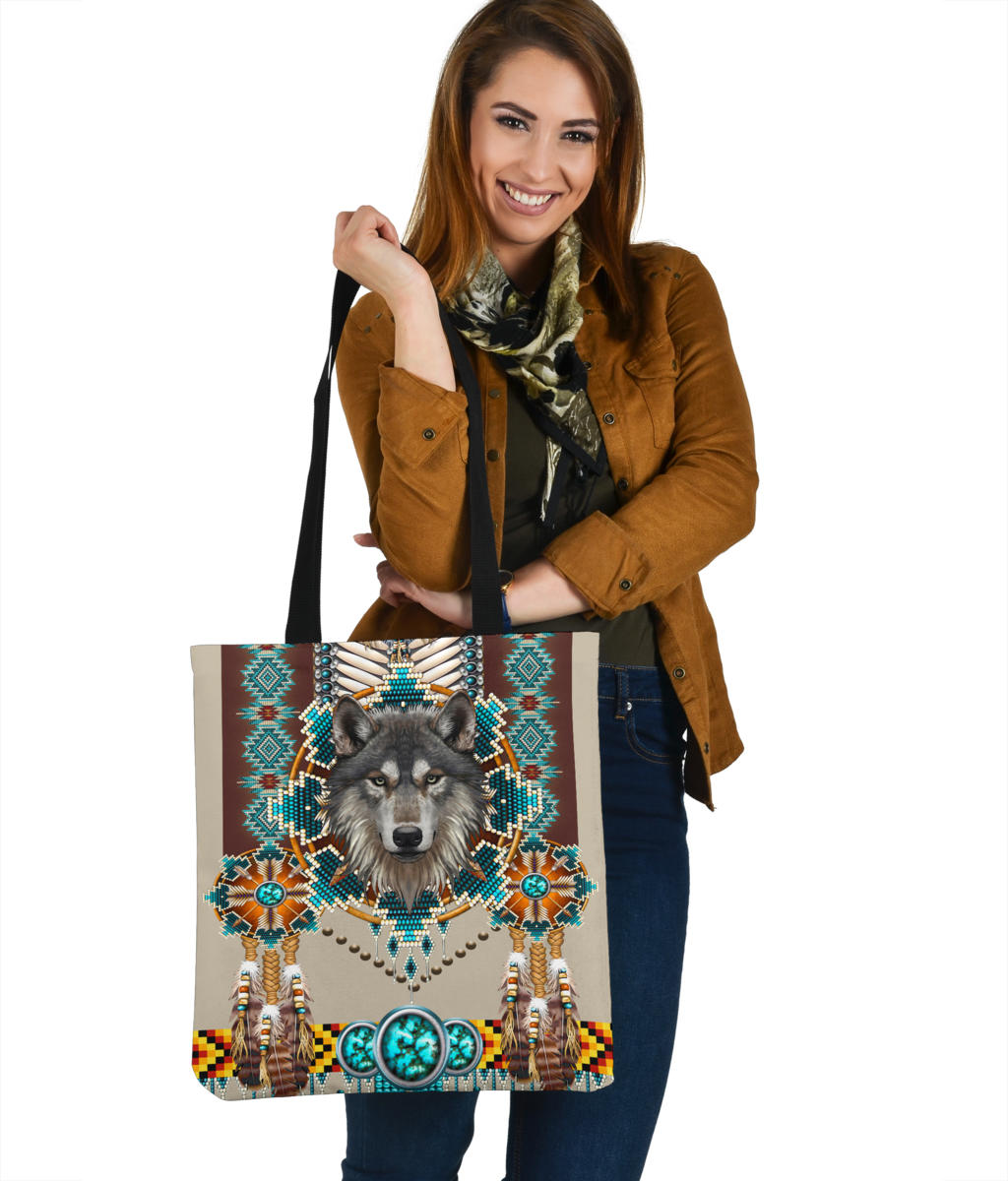 native-american-blue-mandala-wolf-tote-bag
