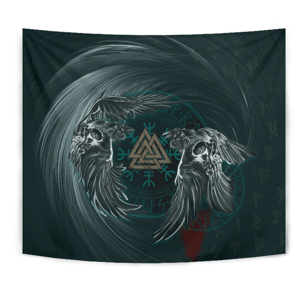 Viking Tapestry Ravens Skull Tattoo 9 RLT12 - Wonder Print Shop