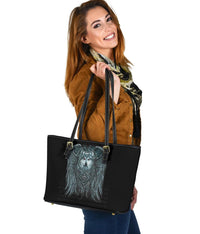 Viking Small Leather Tote, Spiral Wolf Spirit RLT12 - Wonder Print Shop