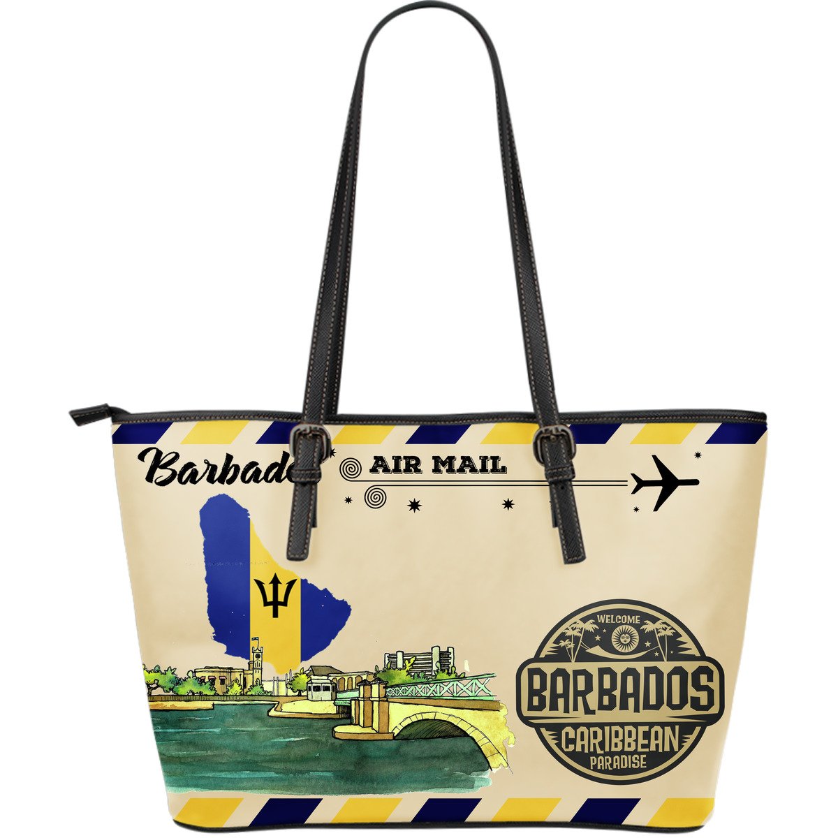 barbados-vintage-postcard-large-leather-tote-bag