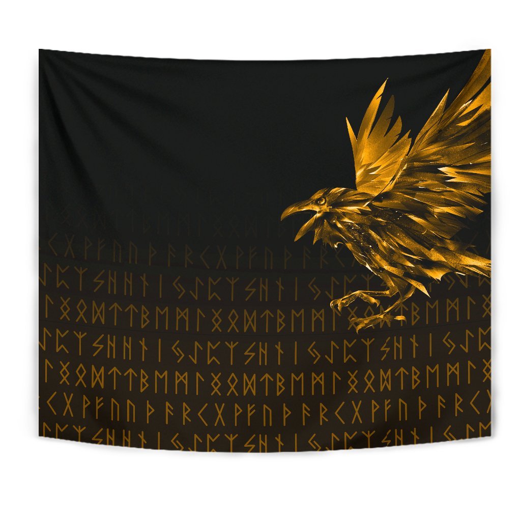 Viking Tapestry - The Raven Of Odin Rune, Gold RLT12 - Wonder Print Shop