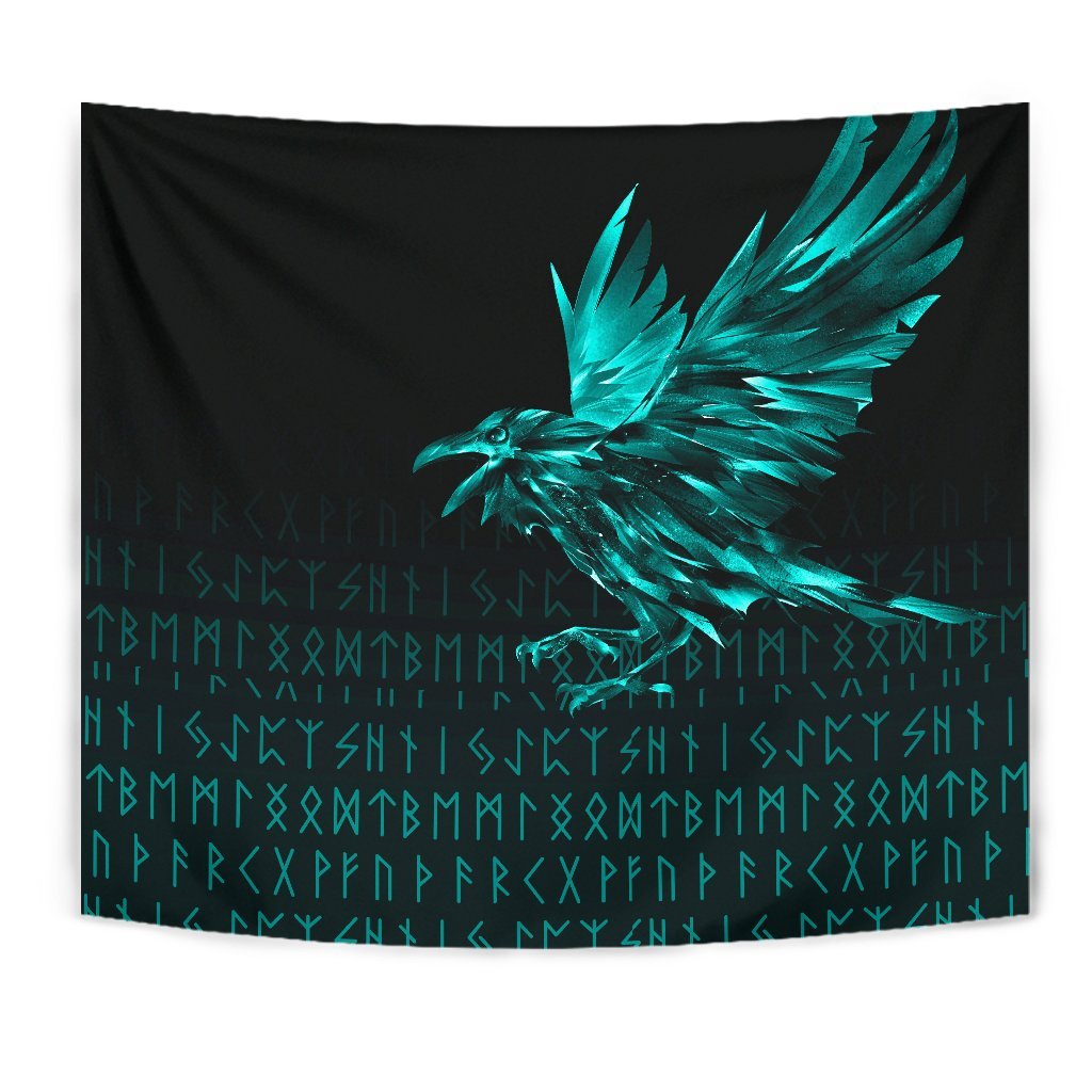 Viking Tapestry - The Raven Of Odin Rune Cyan RLT12 - Wonder Print Shop