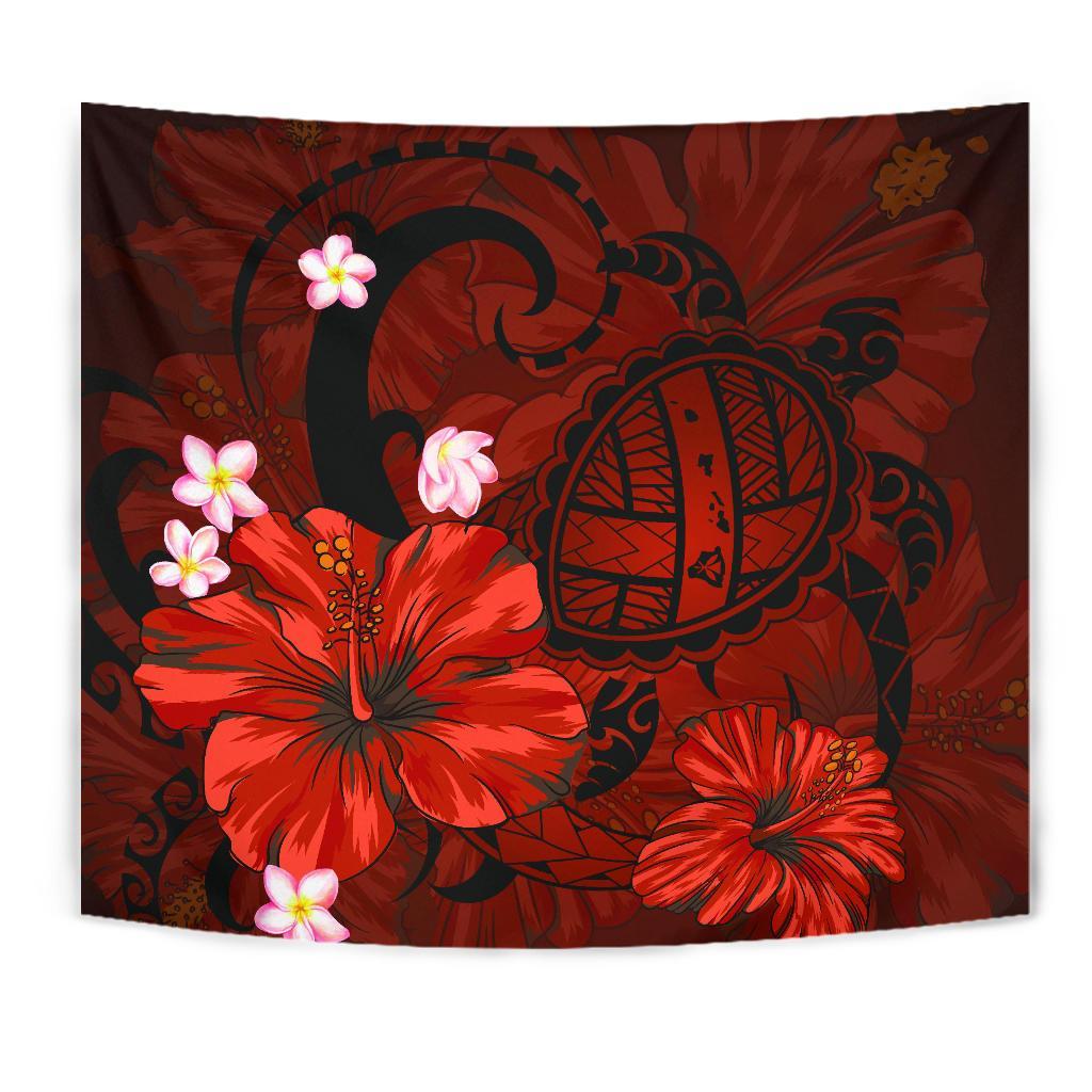 hawaii-turtle-poly-tribal-red-tapestry