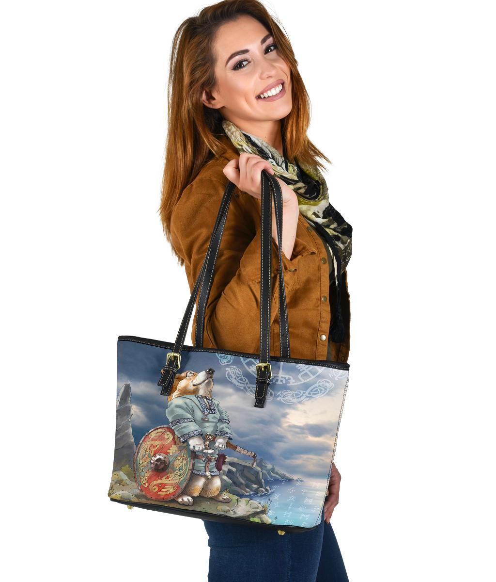 Viking Small Leather Tote, Corgi RLT12 - Wonder Print Shop