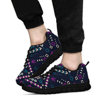 Native American Dark Color Pattern Sneakers LT10 - Wonder Print Shop