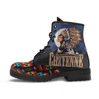 chief-black-native-tribes-pattern-native-american-leather-boot