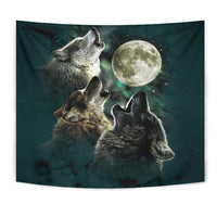 Native American Howling Wolves Under Moonlight Tapestry LT10 - Wonder Print Shop