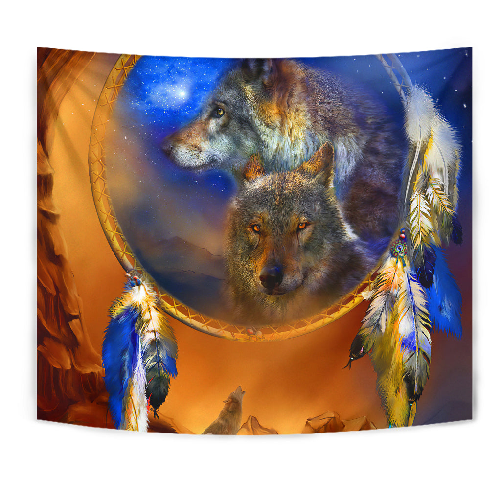 Wolf Dreamcatcher Native American Tapestry LT10 - Wonder Print Shop