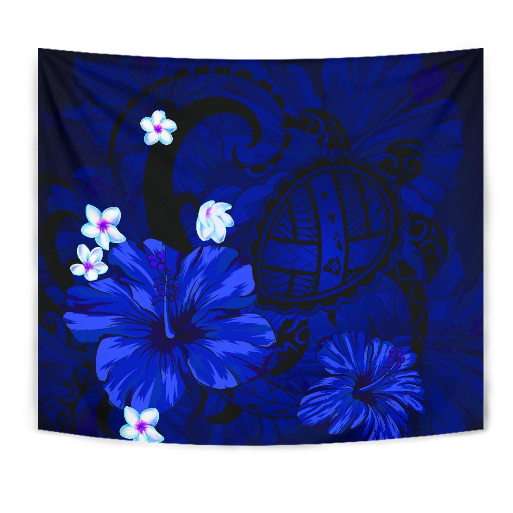 hawaii-turtle-poly-tribal-blue-tapestry