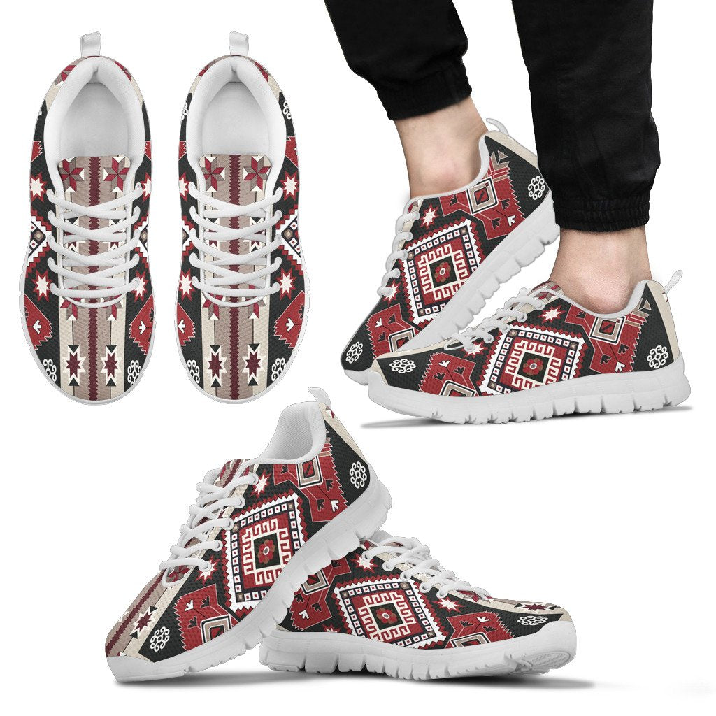 Ethnic Red Gray Pattern Native American Sneaker LT10 - Wonder Print Shop