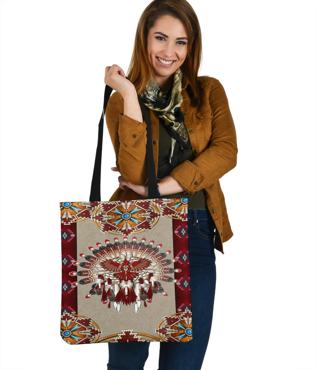 native-american-mandala-thunderbird-red-tote-bags