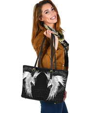 Viking Small Leather Tote Mystical Raven Tattoo Special RLT12 - Wonder Print Shop