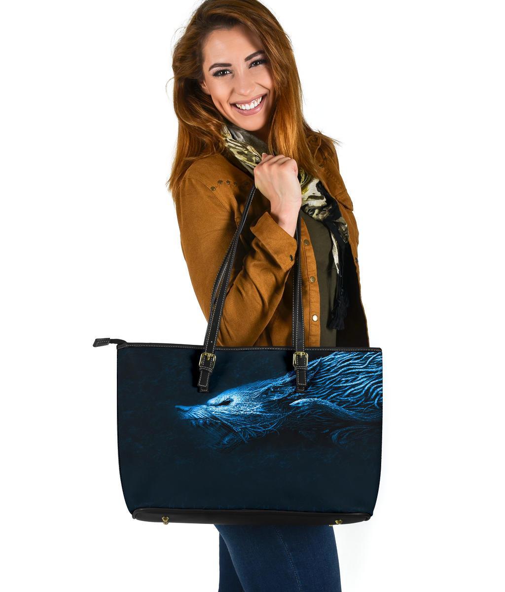 Viking Large Leather Tote, Fenrir Wolf RLT12 - Wonder Print Shop