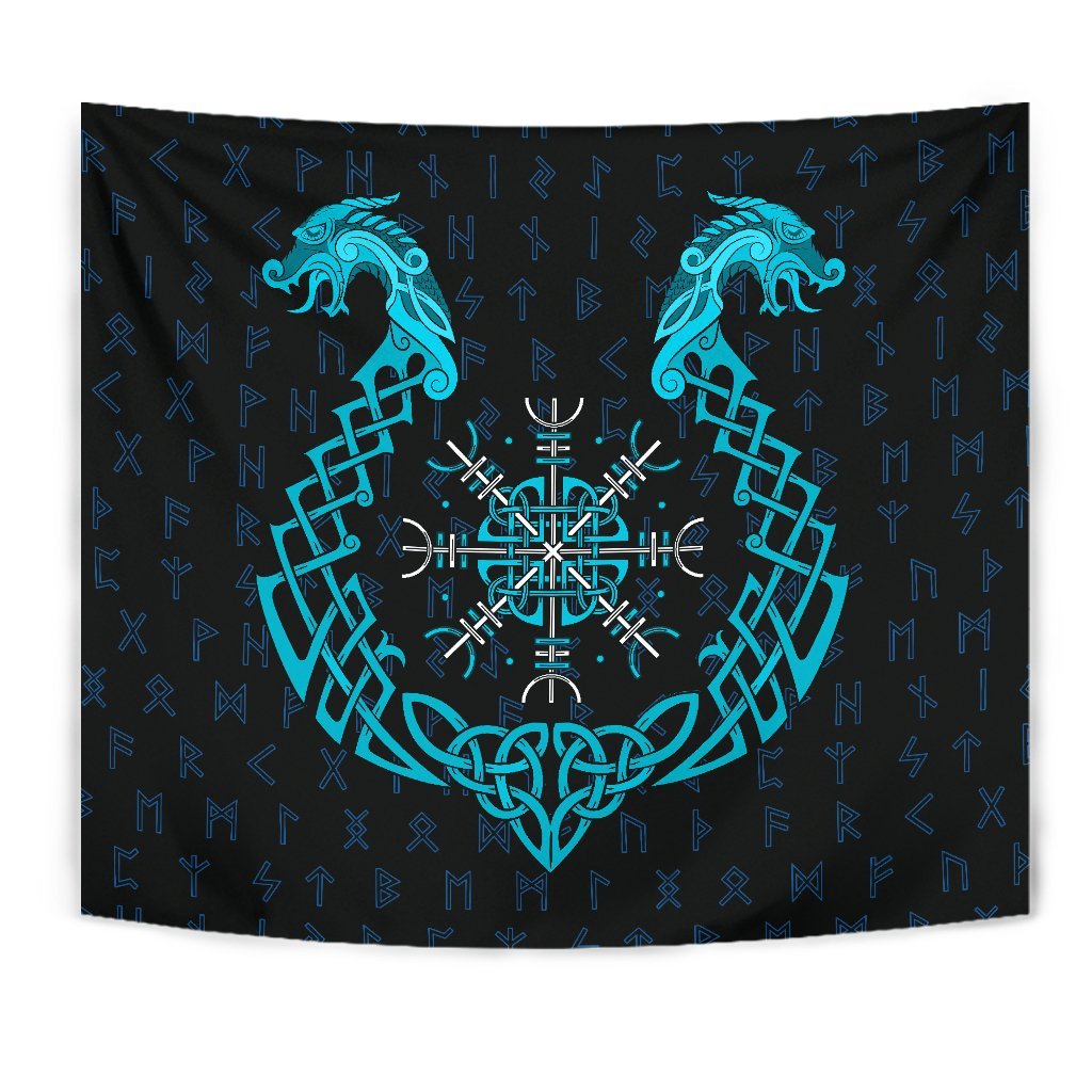 Viking Tapestry, Aegishjalmur Helm Of Awe Blue Edition RLT12 - Wonder Print Shop
