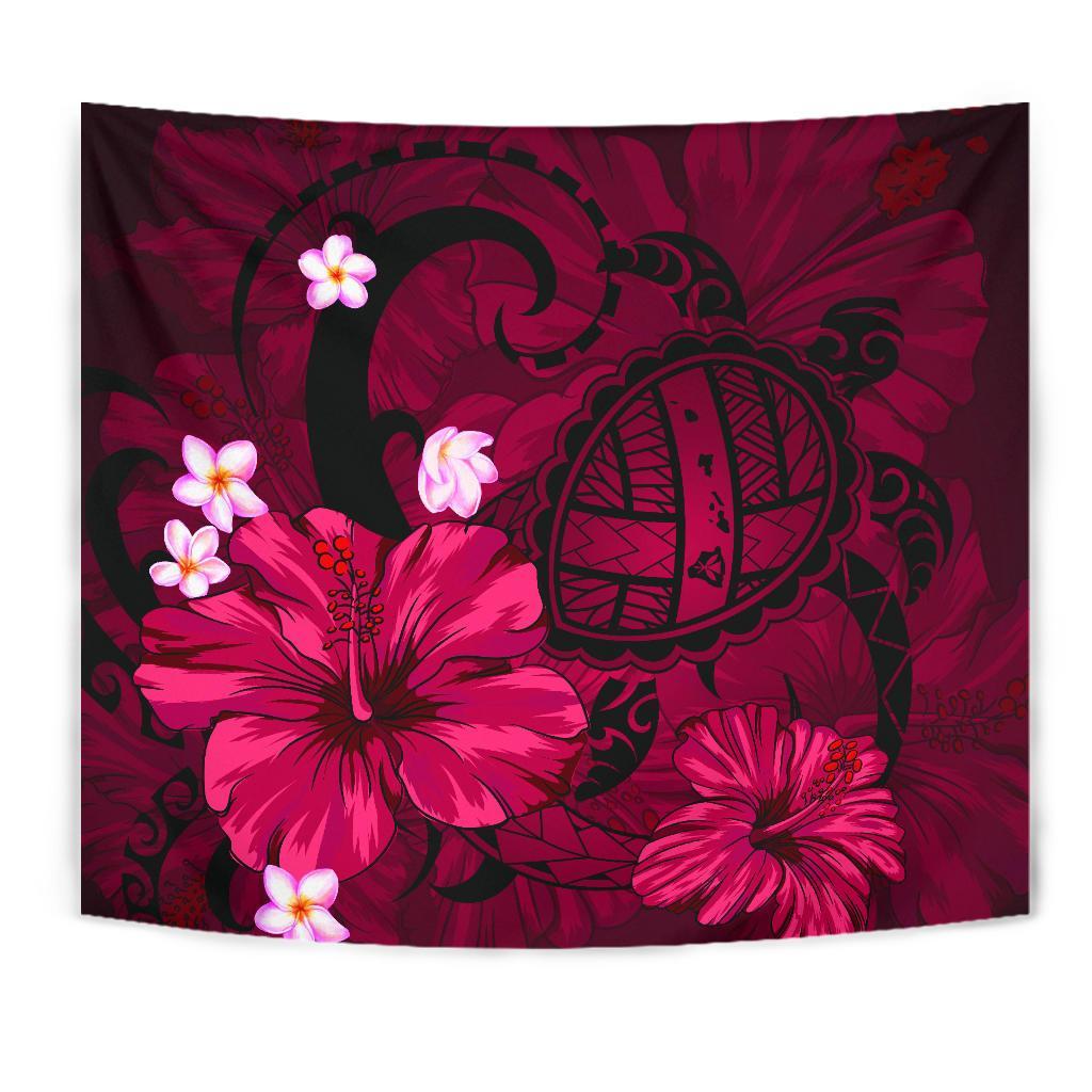 hawaii-turtle-poly-tribal-pink-tapestry