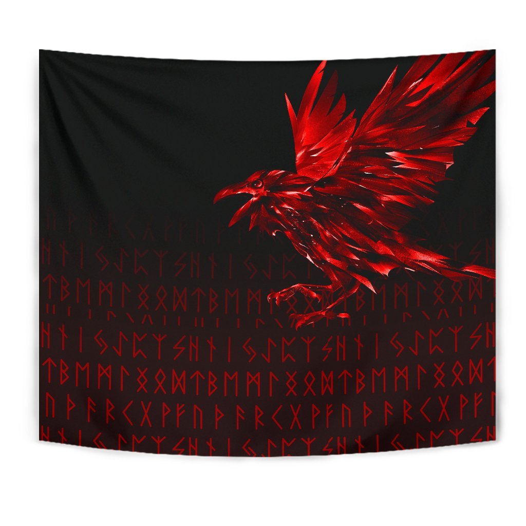 Viking Tapestry - The Raven Of Odin Rune, Red RLT12 - Wonder Print Shop