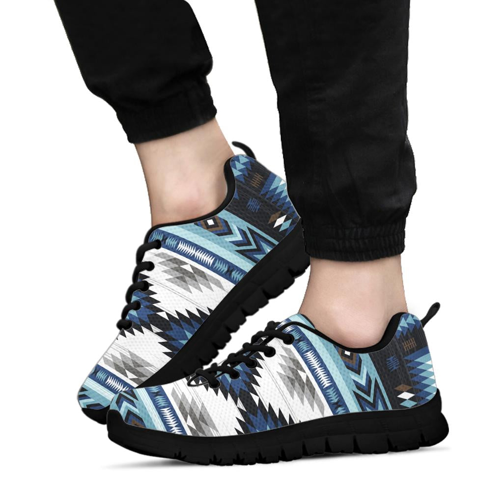 Native American Blue Colors Pattern Sneakers LT10 - Wonder Print Shop