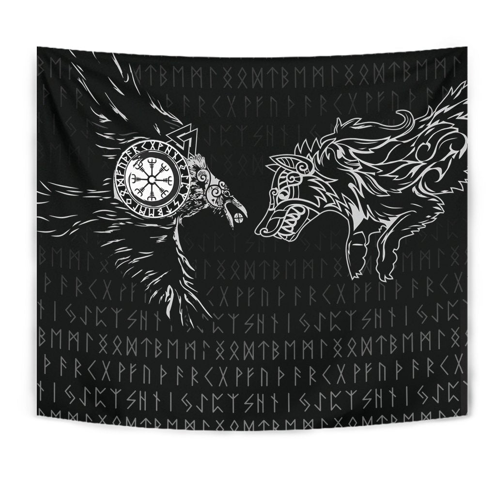 Viking Tapestry - Raven and Wolf Special Tattoo RLT12 - Wonder Print Shop