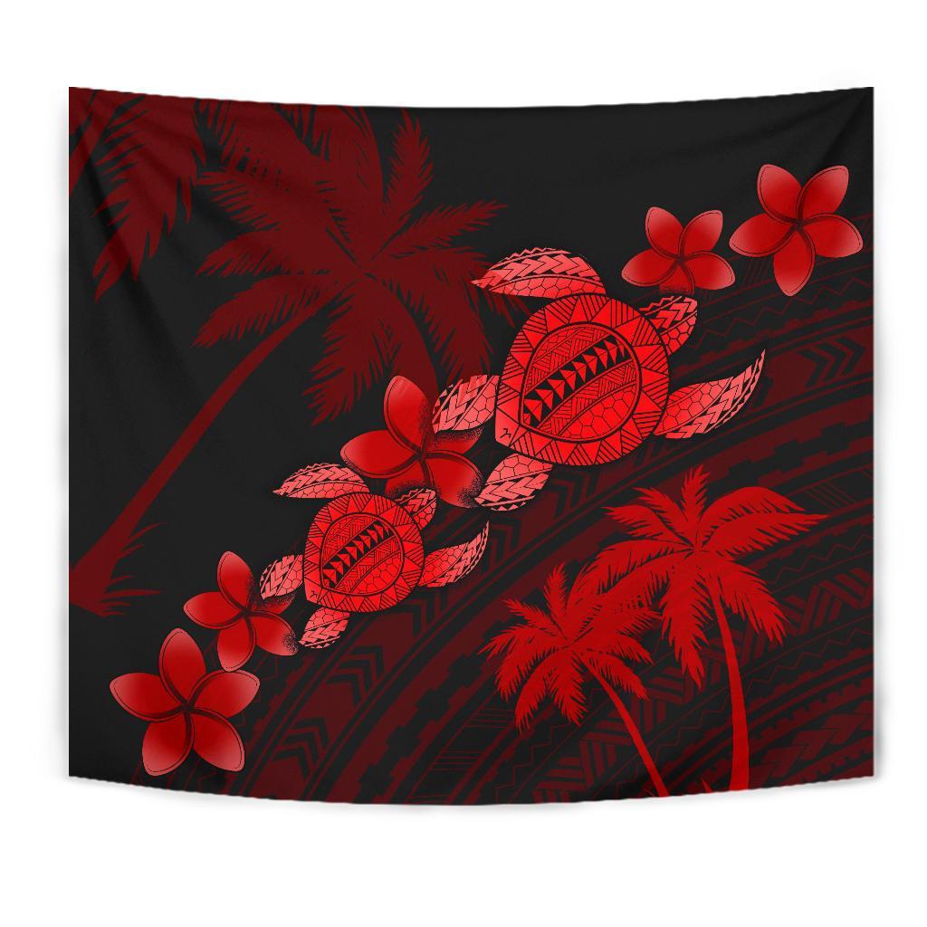 hawaii-turtle-plumeria-coconut-tree-polynesian-tapestry-red