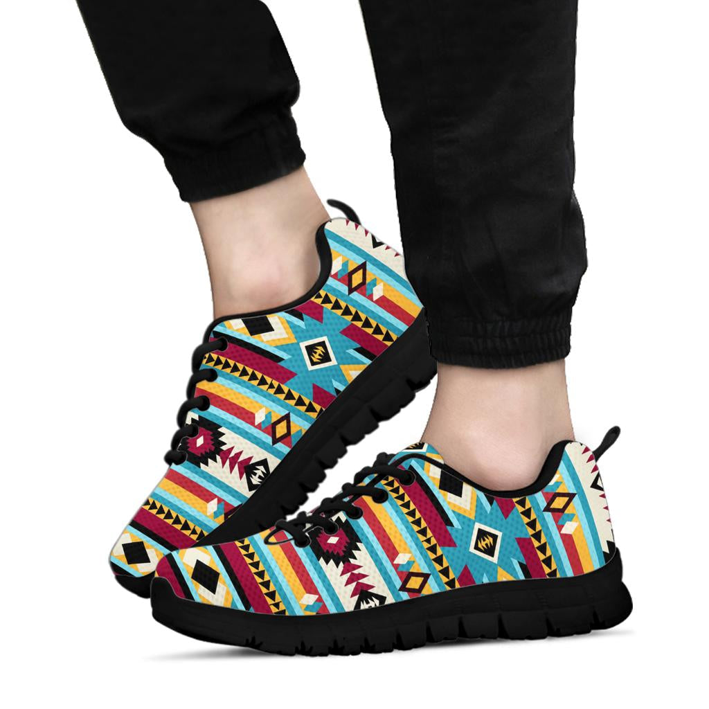 Native American Blue and Red Pattern Sneakers LT10 - Wonder Print Shop