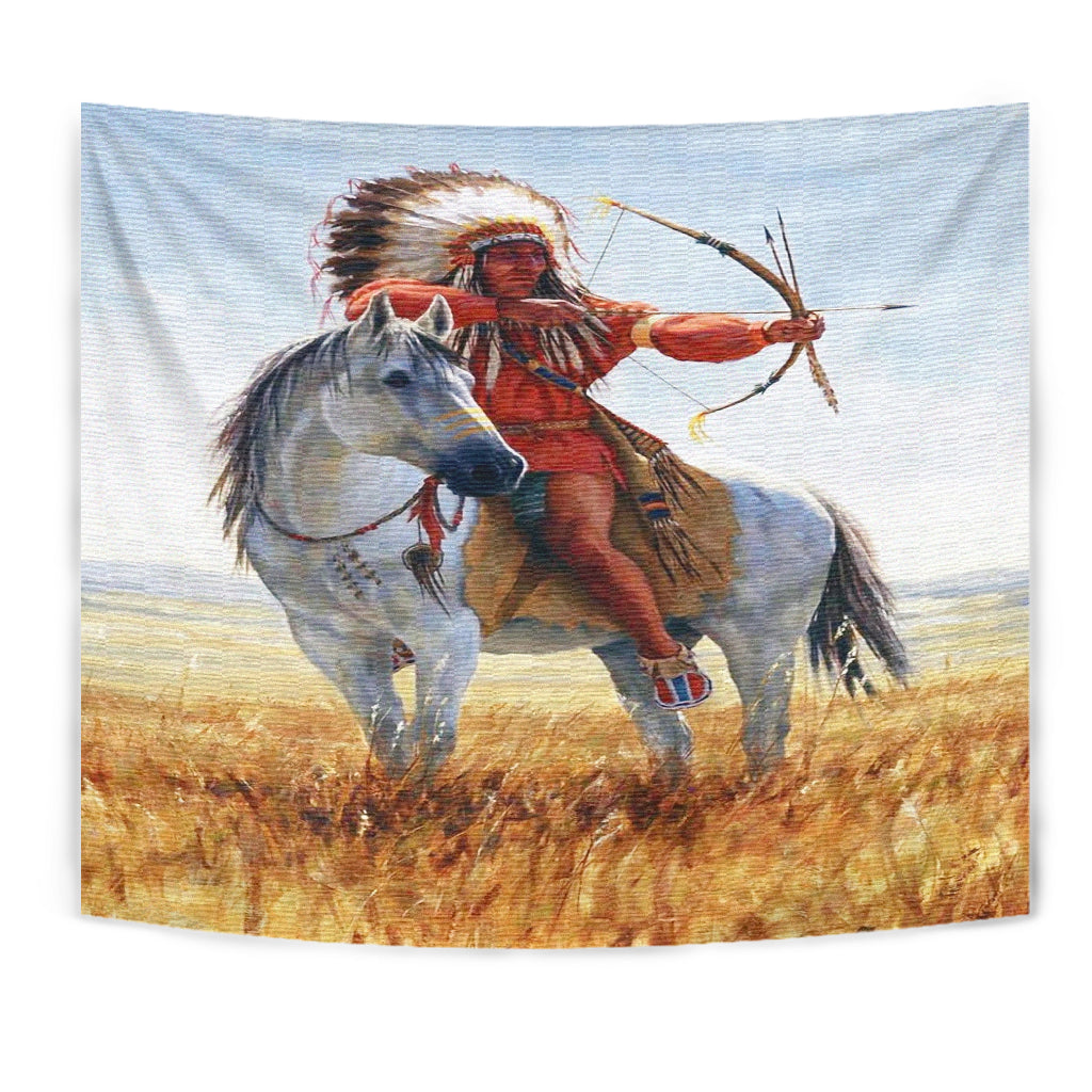 native-american-chief-shooting-bow-and-arrow-tapestry