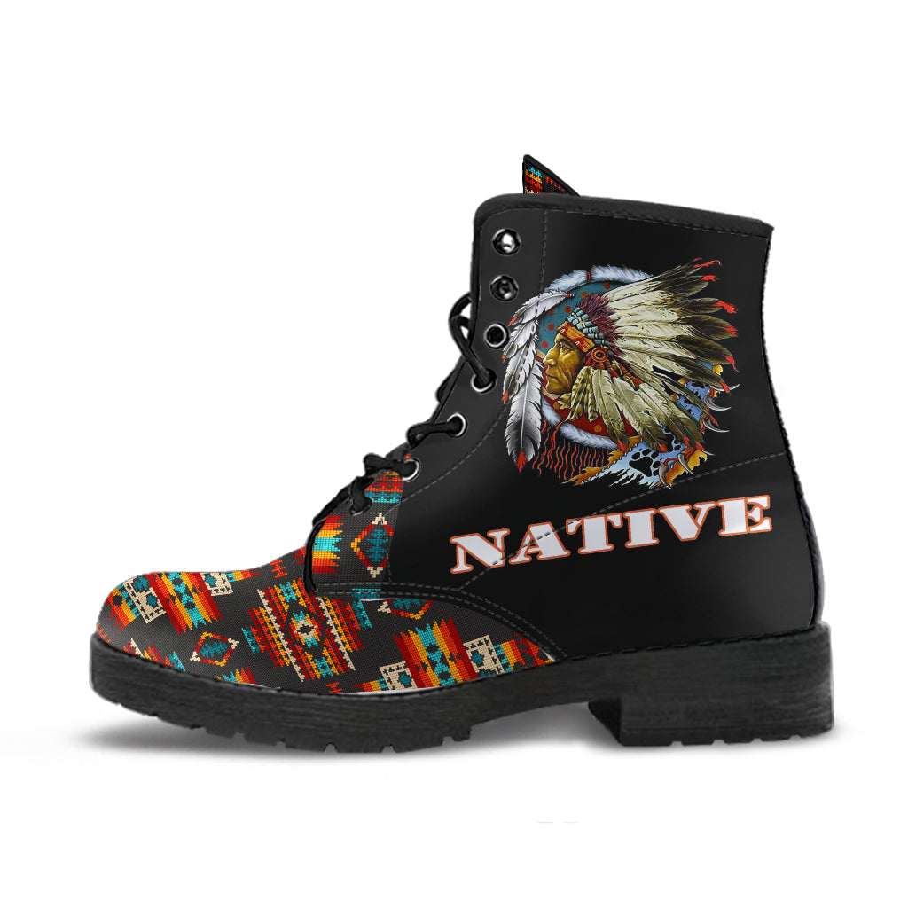 black-pattern-native-american-leather-boots