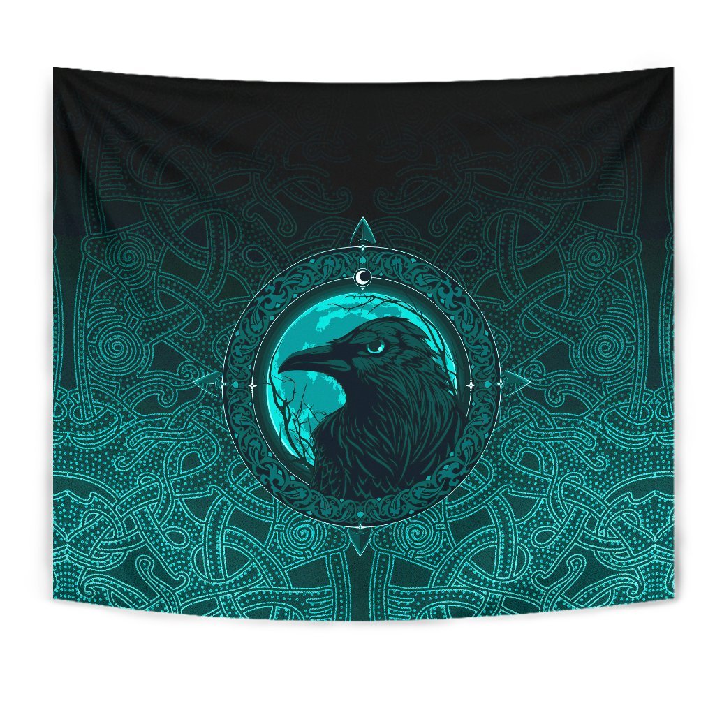 Viking Tapestry, Ethnic Odin Raven Cyan RLT12 - Wonder Print Shop