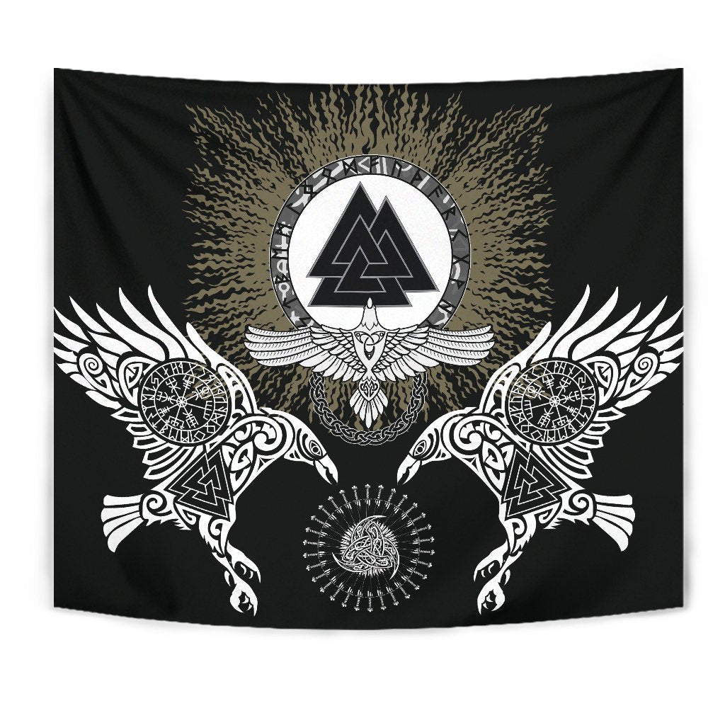 Viking Tapestry Raven, Valknut and Vegvisir RLT12 - Wonder Print Shop
