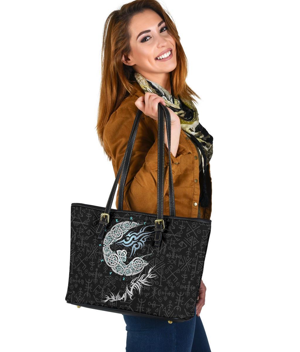 Viking Fenrir Wolf Small Leather Tote RLT12 - Wonder Print Shop