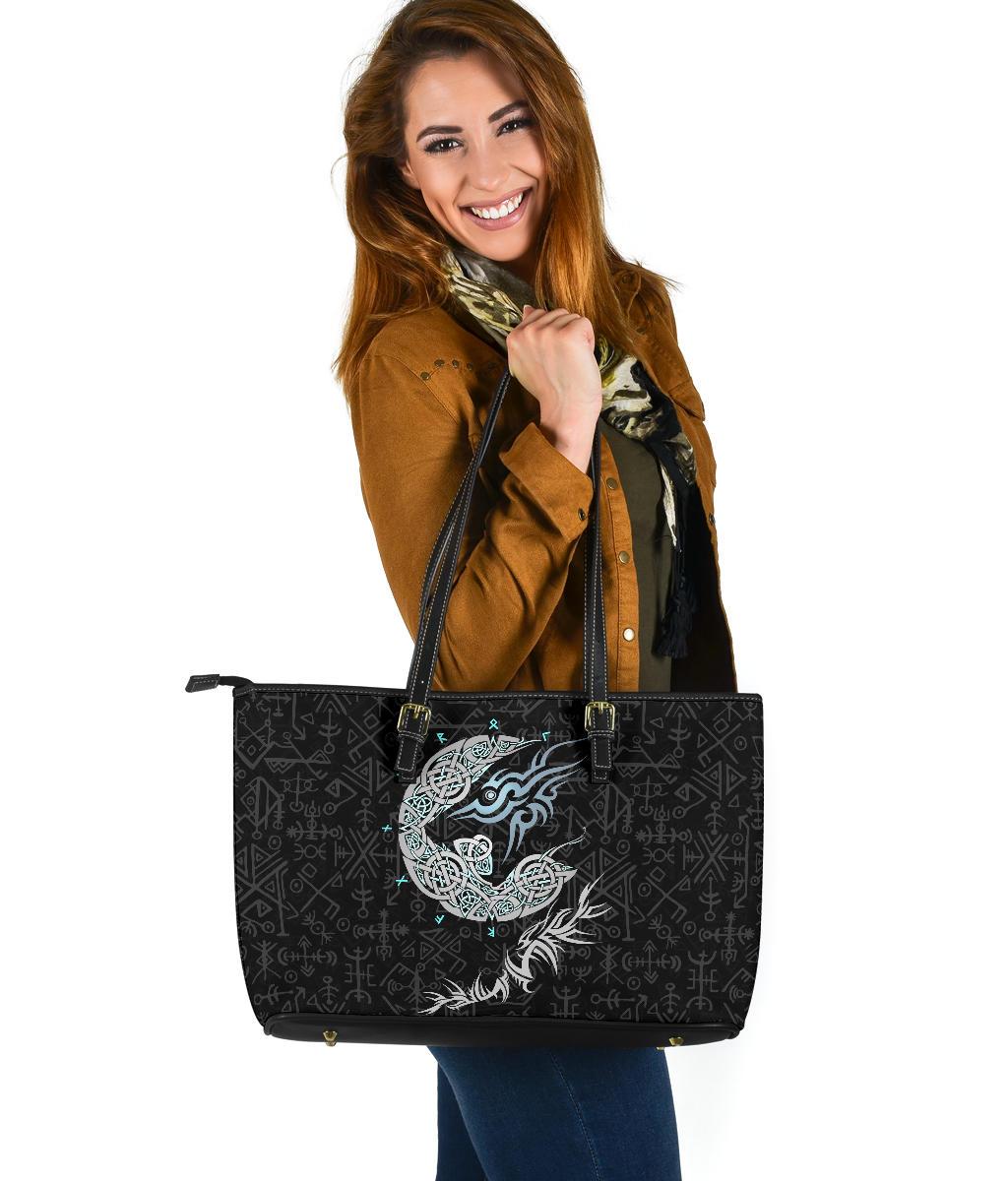 Viking Fenrir Wolf Large Leather Tote RLT12 - Wonder Print Shop