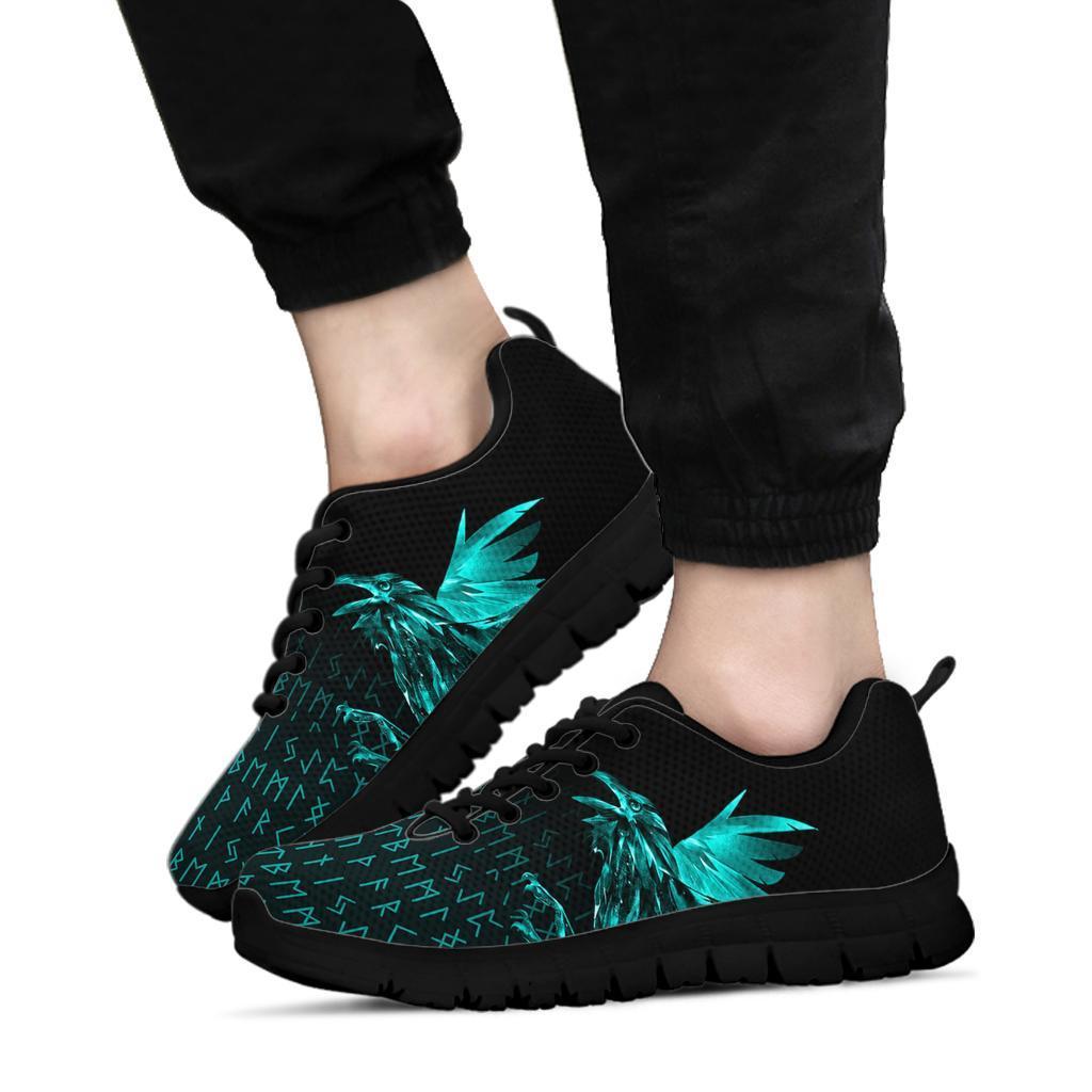 Viking Sneakers - The Raven Of Odin Rune Cyan RLT12 - Wonder Print Shop